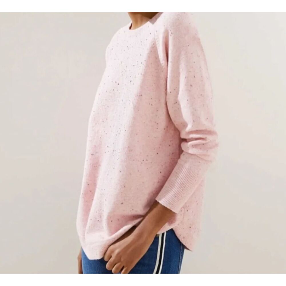 Loft Sweater XL Women's Pink Speckle Print Long Sleeve Over Sized Pull Over Cozy